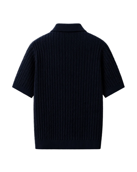 HOL Cable Knit Polo – Navy