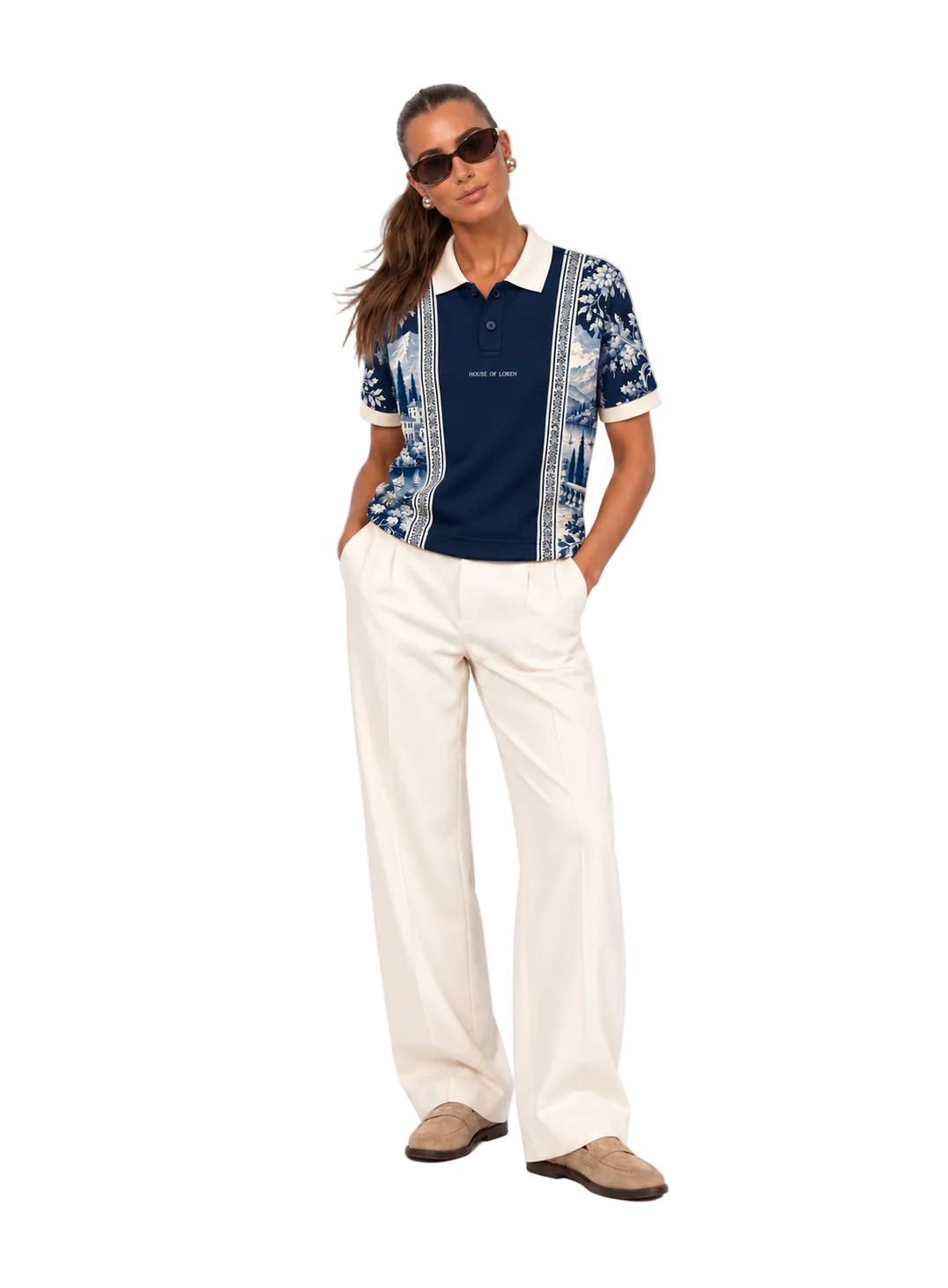 Riviera Toile Polo – Navy