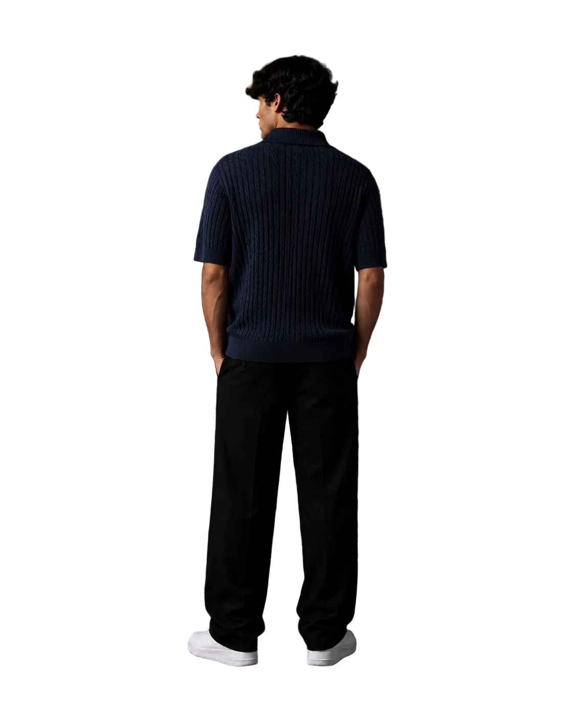 HOL Cable Knit Polo – Navy