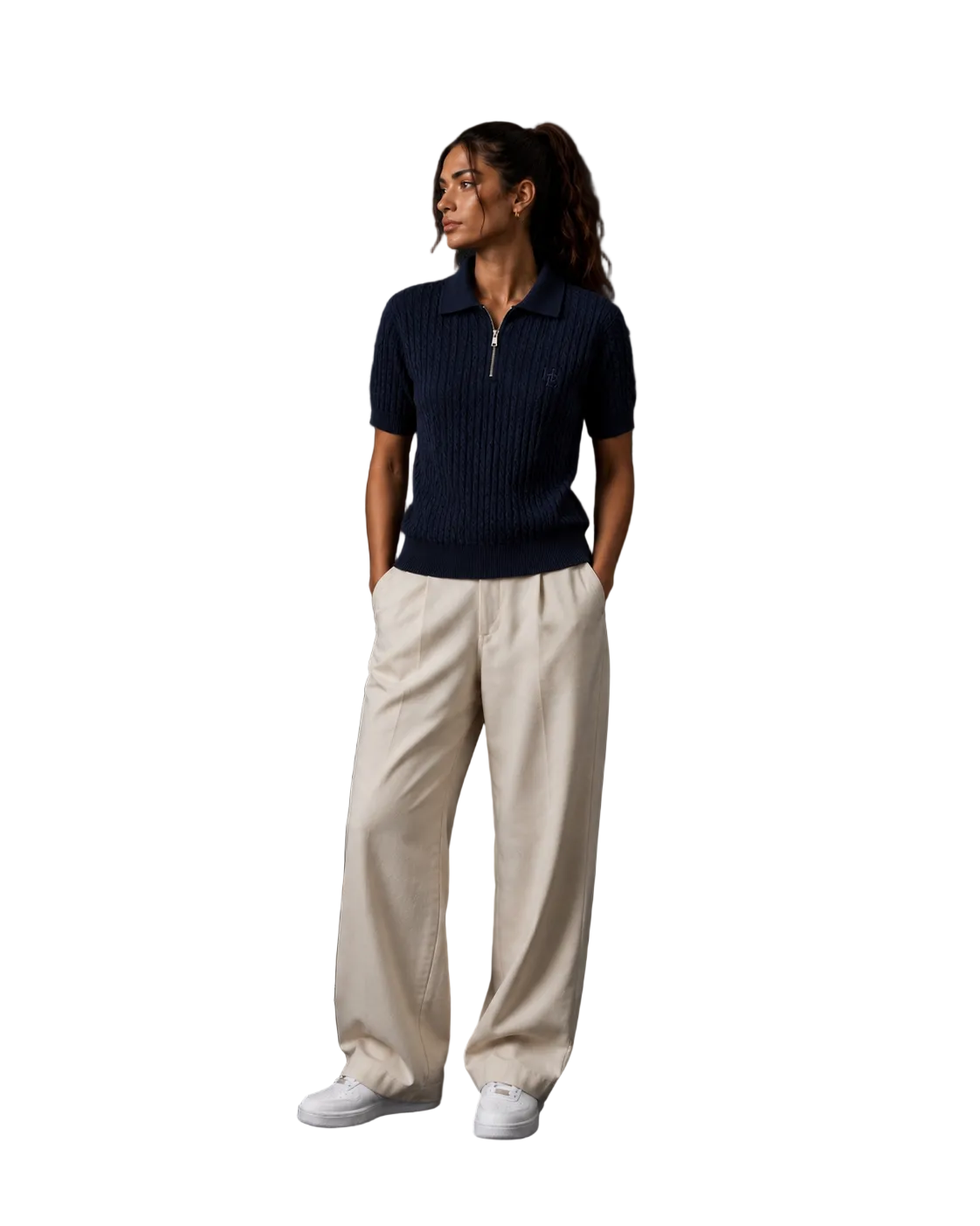 HOL Cable Knit Polo Navy – weitere Ansicht