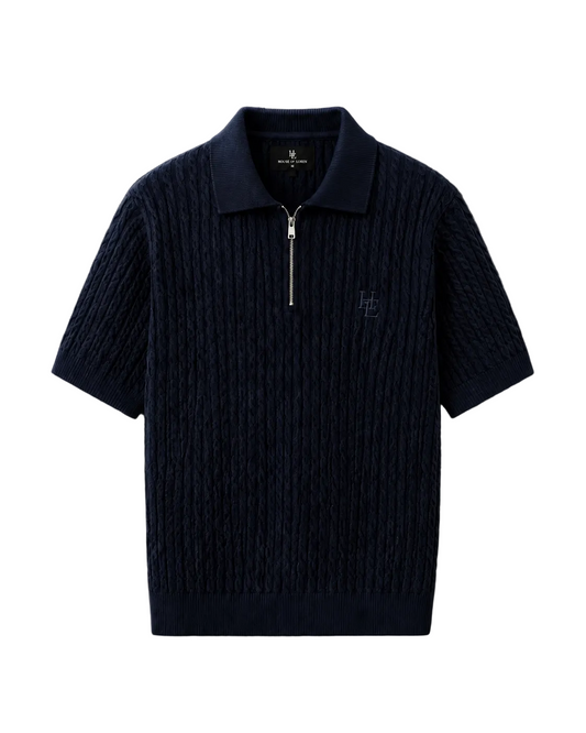 HOL Cable Knit Polo – Navy