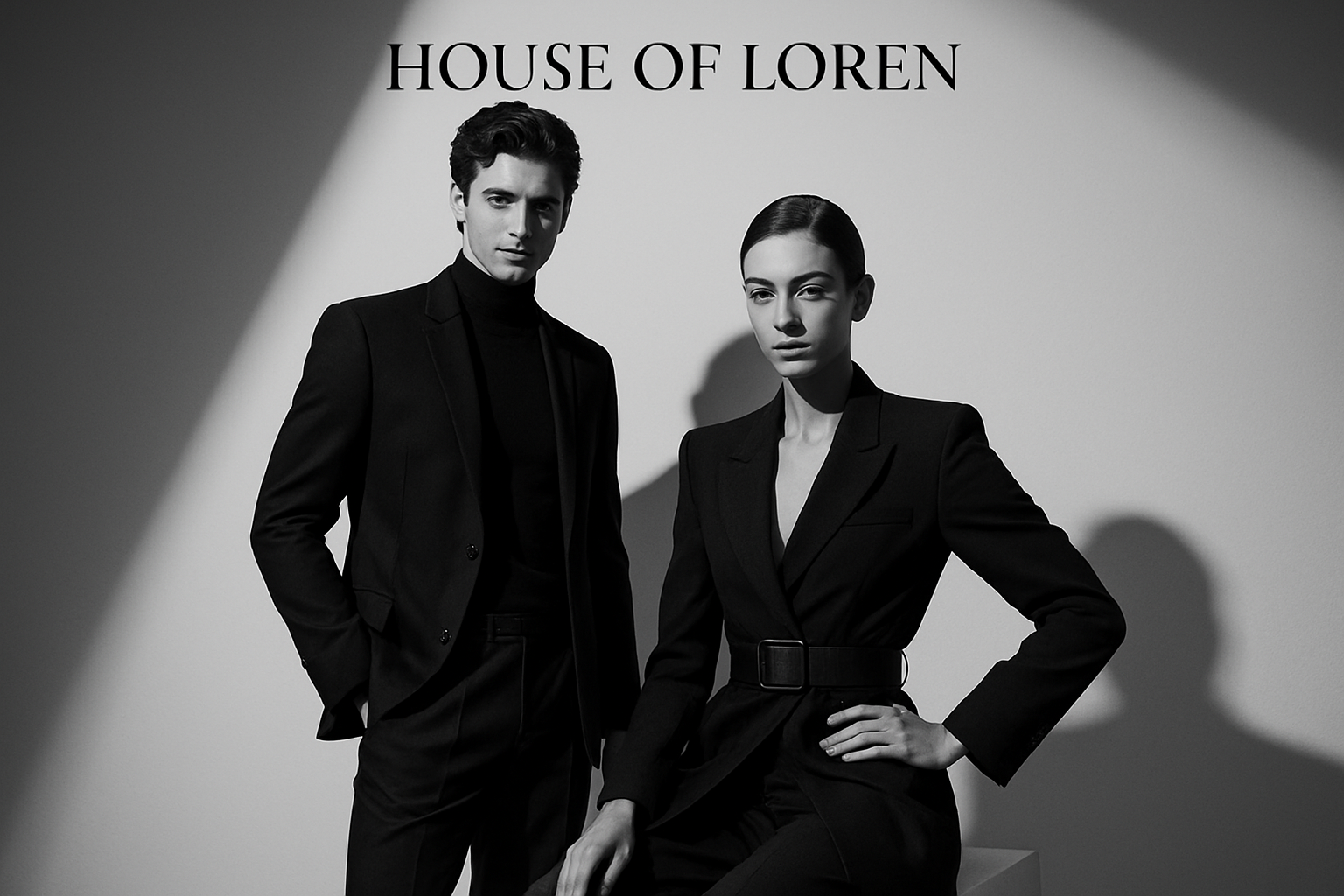 erstrelle mir katerorie bild namenes house of loren sollte 2 models sein und schwarzweiss
