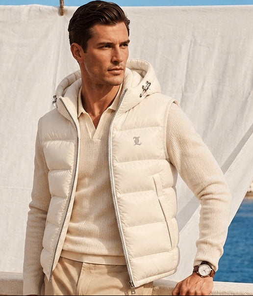 House of Loren Herren – Editorial mit weisser Puffer-Weste