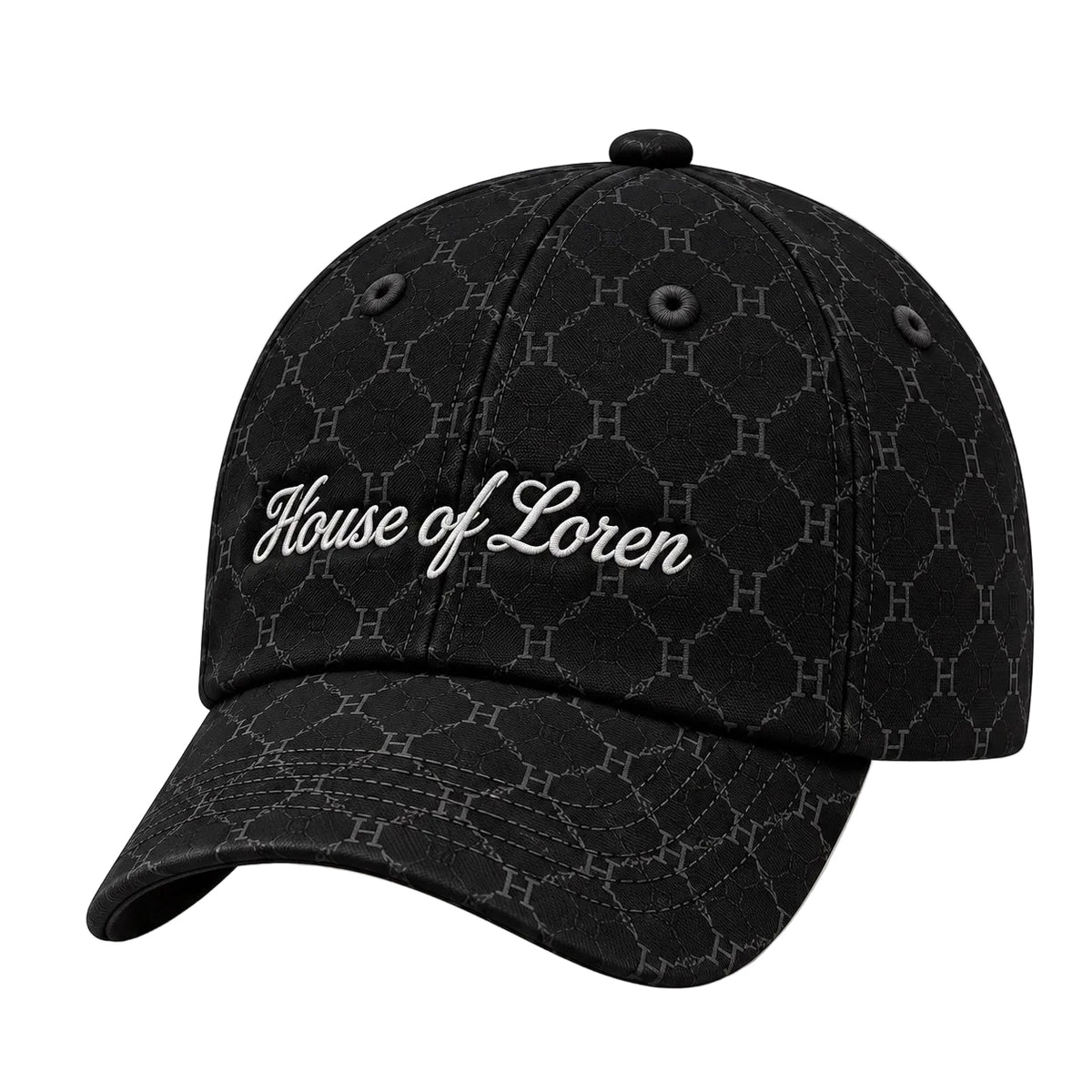 House of Loren Monogram Script Cap in Schwarz, Produktansicht