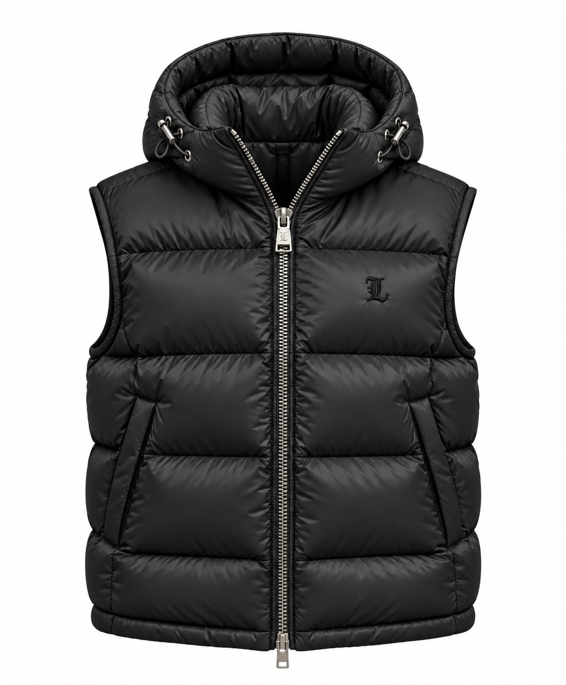House of Loren Puffer Weste Schwarz – Vorderansicht
