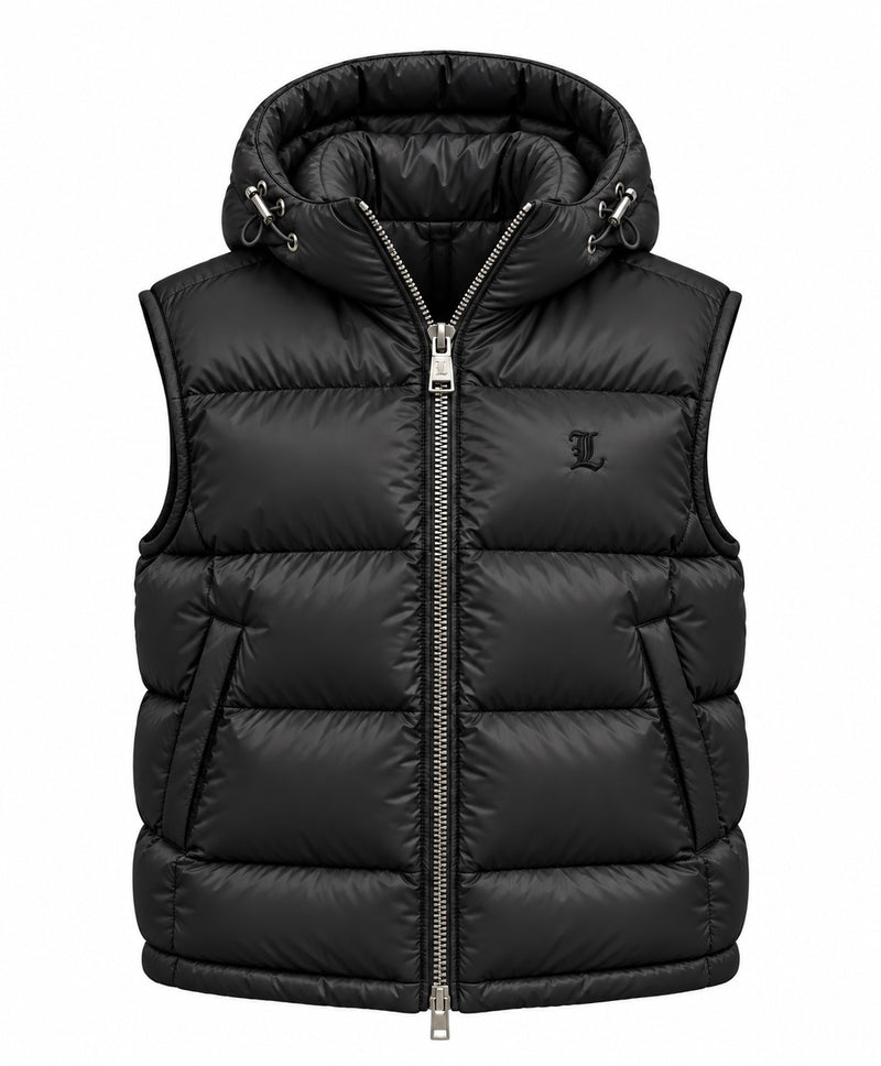 House of Loren Puffer Weste Schwarz – Vorderansicht