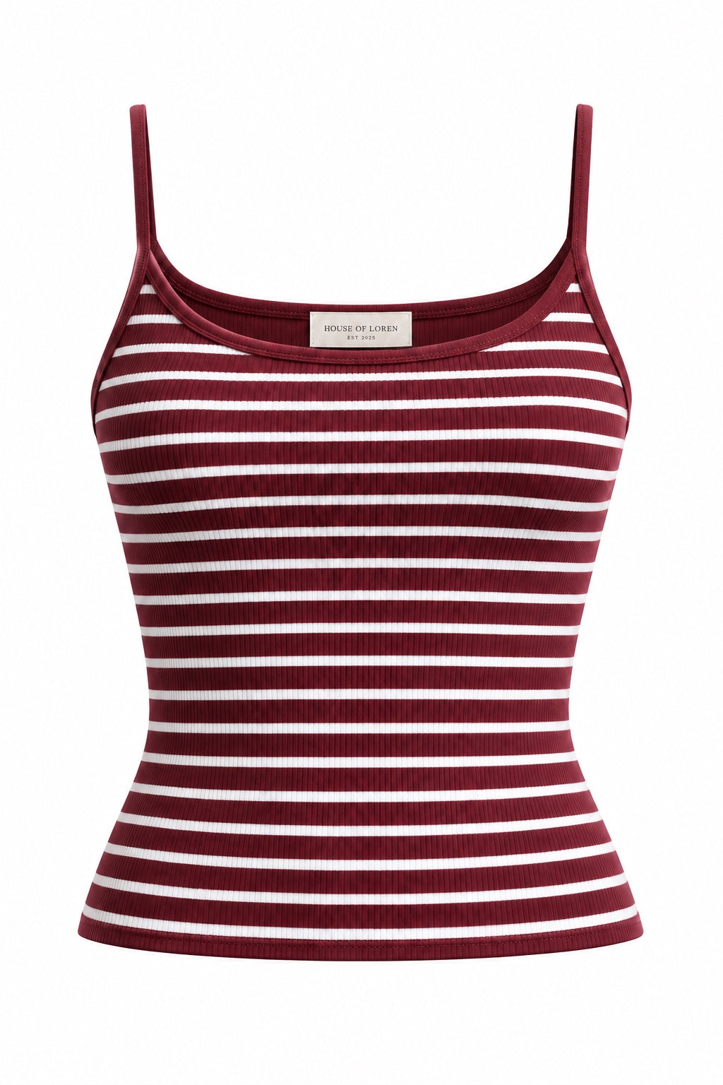 House of Loren Ribbed Stripe Top Burgundy front-39