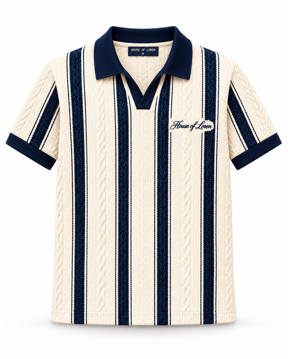 House of Loren Strickpolo Creme Navy