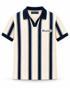 House of Loren Strickpolo Creme Navy