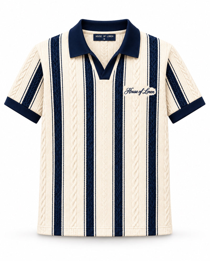 House of Loren Strickpolo Creme Navy