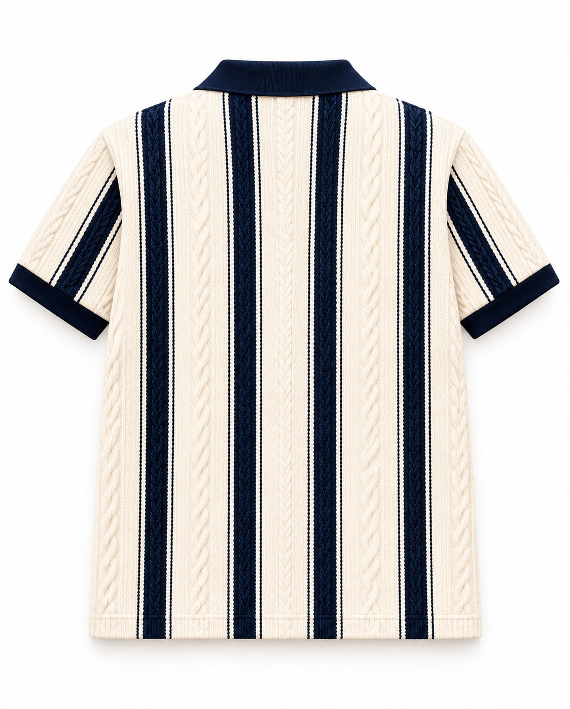 House of Loren Strickpolo Creme Navy – Ansicht 3