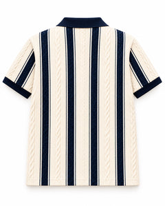 House of Loren Strickpolo Creme Navy – Ansicht 3