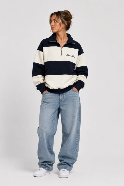 House of Loren Rugby Quarter-Zip on female model
