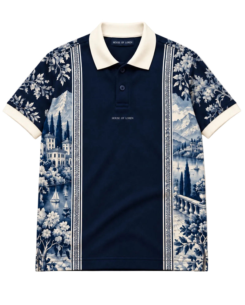 Riviera Toile Polo – Navy